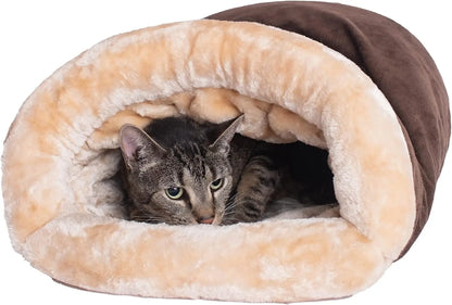 Cat Sleeping Bag Semi-Enclosed Pet Bed Warm Removable Washable 65x48cm