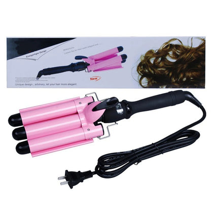 Triple Barrel Hair Waver Ceramic Curling Iron 170-220°C Adjustable Heat