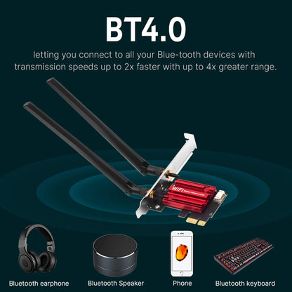 WiFi 5 PCI-E Wireless Adapter AC1200 Dual Band Bluetooth 4.0 Desktop Card