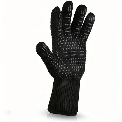 BBQ Gloves Heat Resistant to 800°C Aramid Oven Mitts Silicone Grip