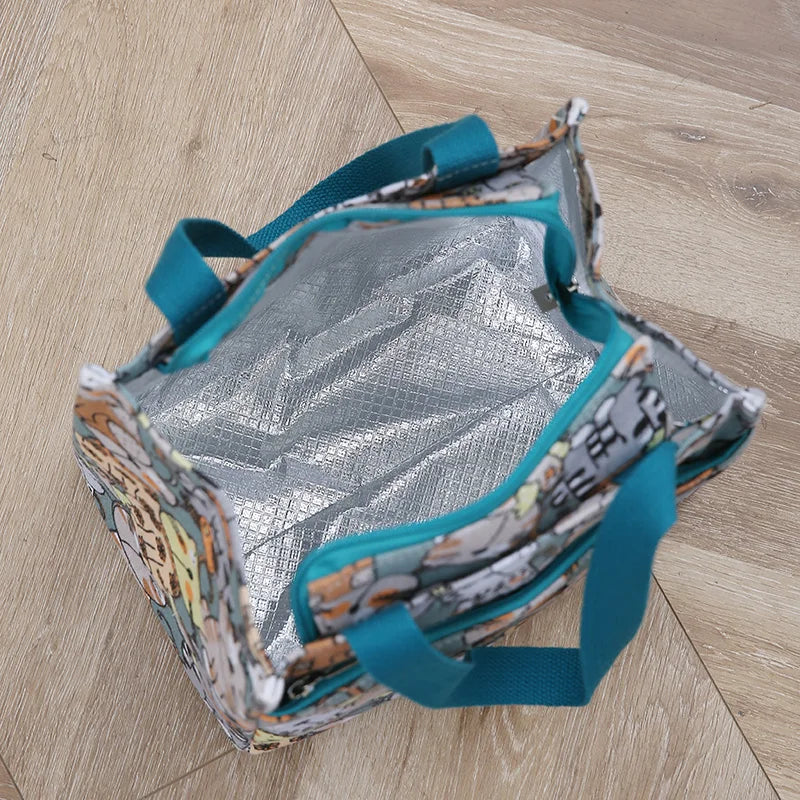 Insulated Lunch Bag Cartoon Print Large Capacity Thermal Cooler Picnic