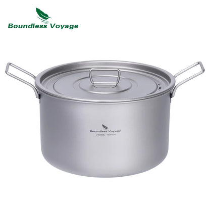 Titanium Camping Pot Set 1.2L 1.8L 2.4L + 700ml Kettle Ultralight Cookware