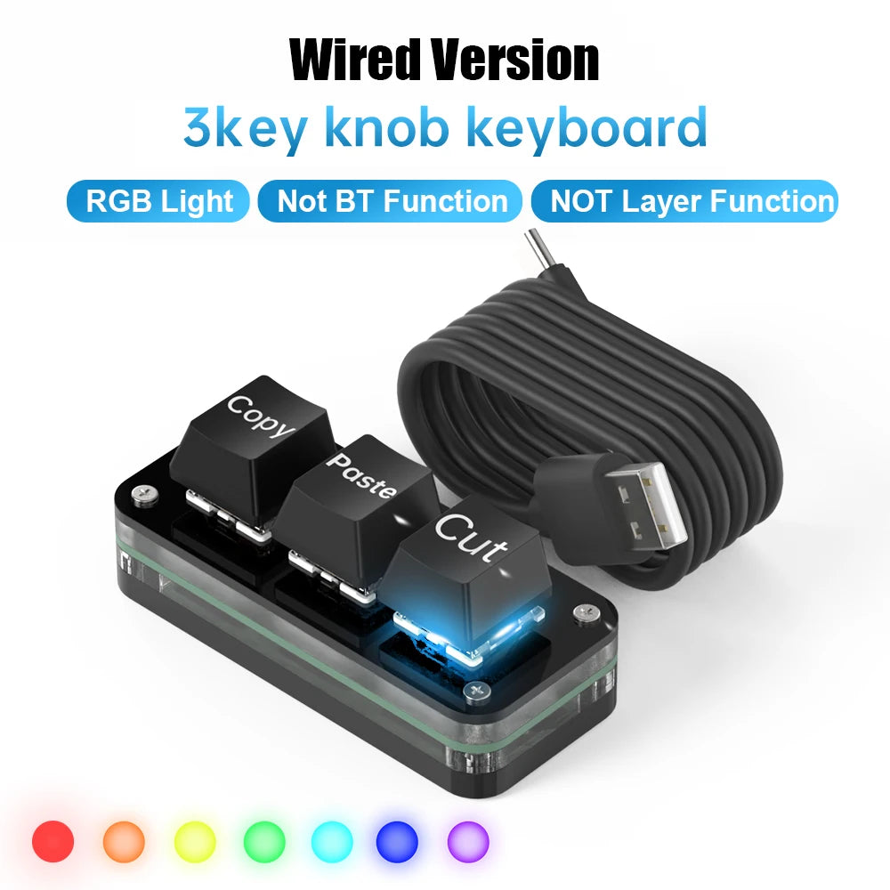Macro Keypad 3 Keys with Knob RGB Hot Swap Mechanical Keyboard
