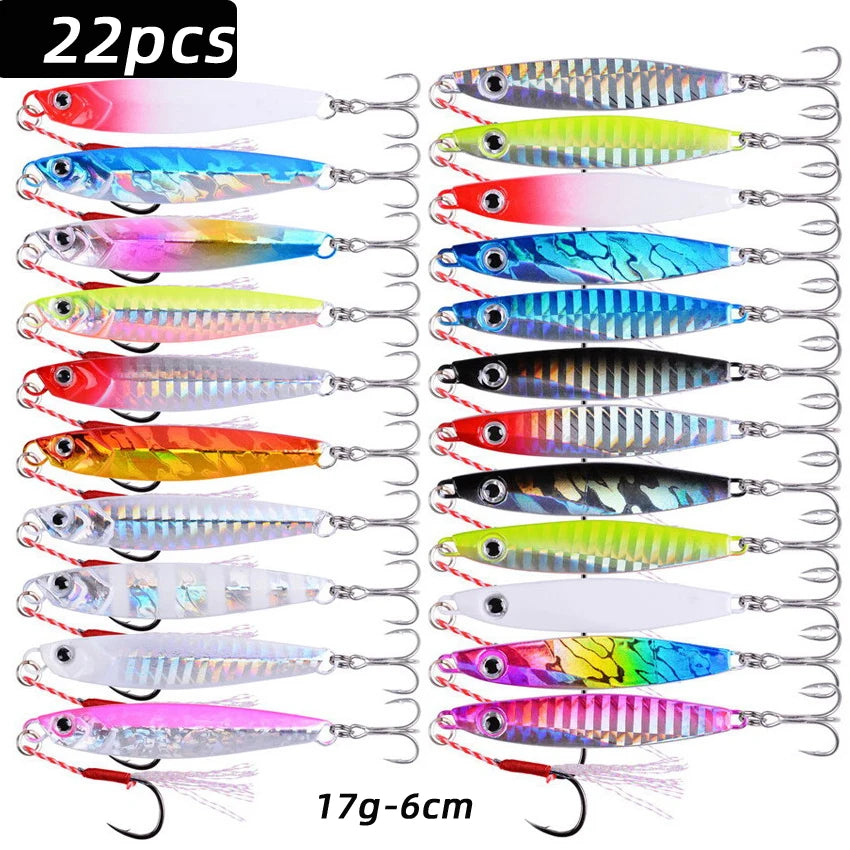 Metal Spoon Jigs Fishing Lures 22pc Set 10g-60g Saltwater Freshwater AU