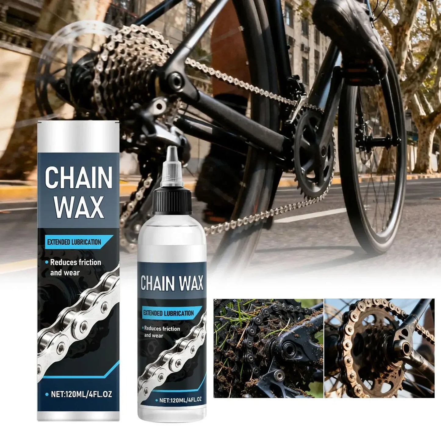 Wax-Based Bike Chain Lube 120ml Dry & Wet Conditions MTB Road