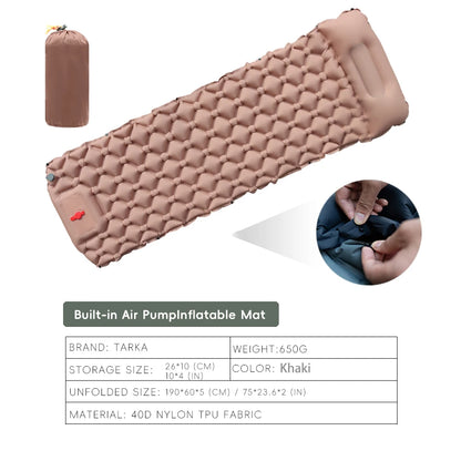 Inflatable Camping Mat 190x60cm Self-Inflating with Built-In Pump & Pillow