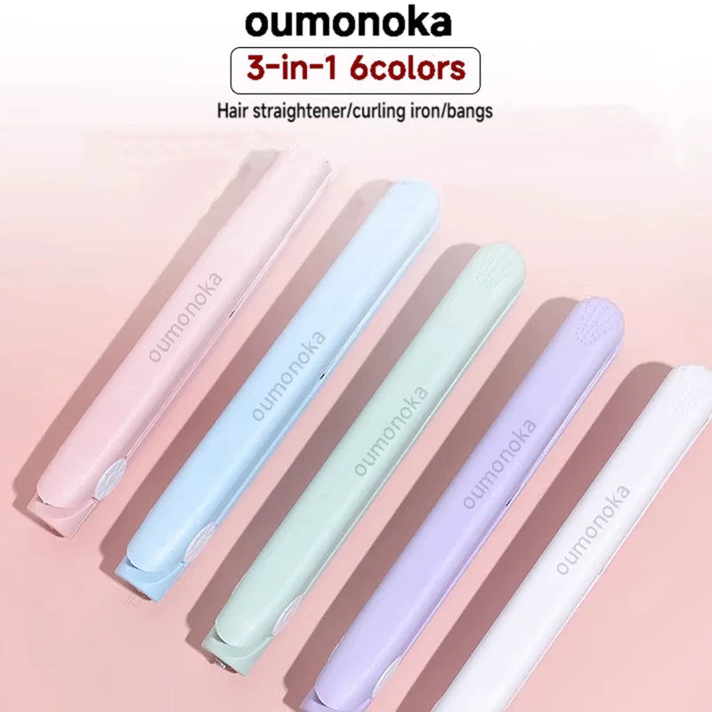 Mini Hair Straightener & Curler 3-in-1 Ceramic Styling Iron 200°C