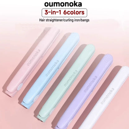 Mini Hair Straightener & Curler 3-in-1 Ceramic Styling Iron 200°C