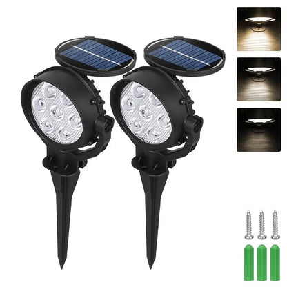 Solar Spot Lights 9 LED RGB Waterproof IP65 Adjustable Garden Outdoor