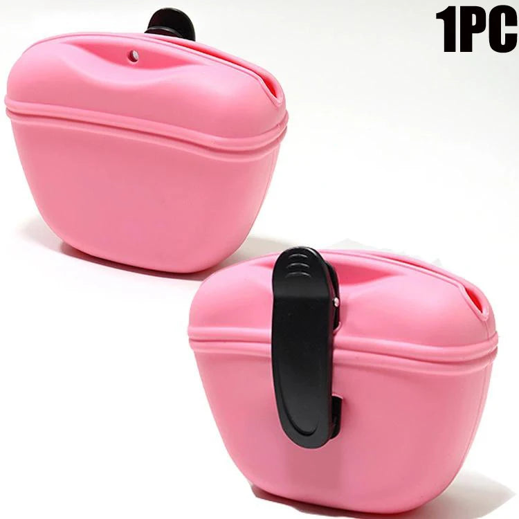 Silicone Dog Treat Pouch 12.5cm Magnetic Training Bag with Belt Clip