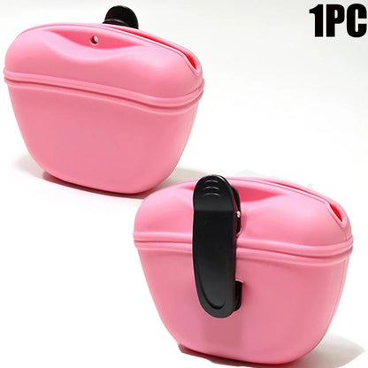 Silicone Dog Treat Pouch 12.5cm Magnetic Training Bag with Belt Clip