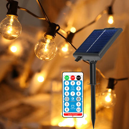 Solar String Lights Outdoor 10m G40 Globe LED Remote Waterproof Garden