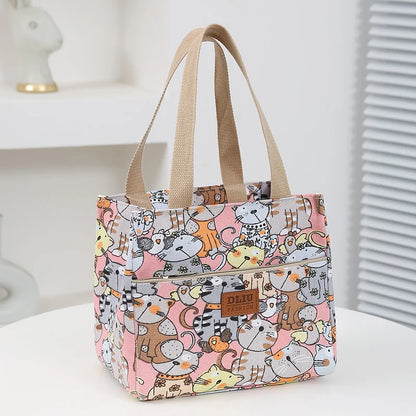 Insulated Lunch Bag Cartoon Print Large Capacity Thermal Cooler Picnic