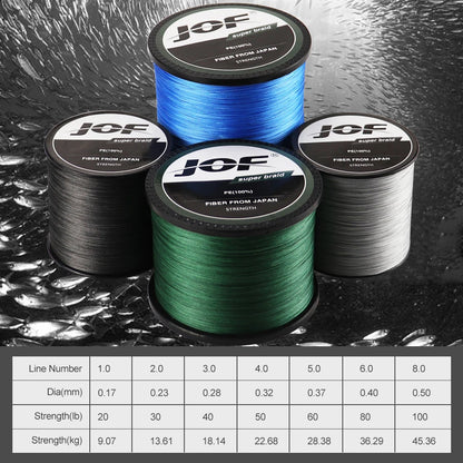 8 Strand Braided Fishing Line PE 300M-1000M Abrasion Resistant Freshwater