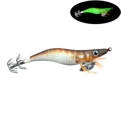 Luminous Wooden Squid Lure 2.0-3.0 Glow Fishing Bait for Squid & Cuttlefish