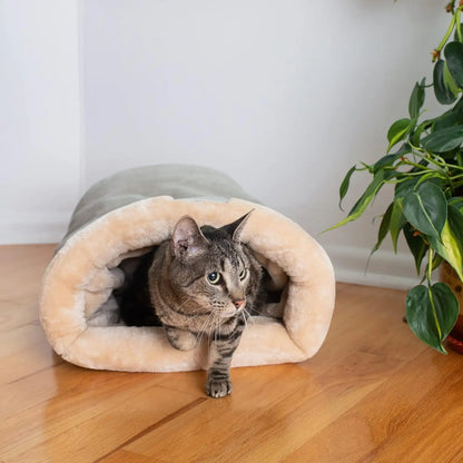 Cat Sleeping Bag Semi-Enclosed Pet Bed Warm Removable Washable 65x48cm