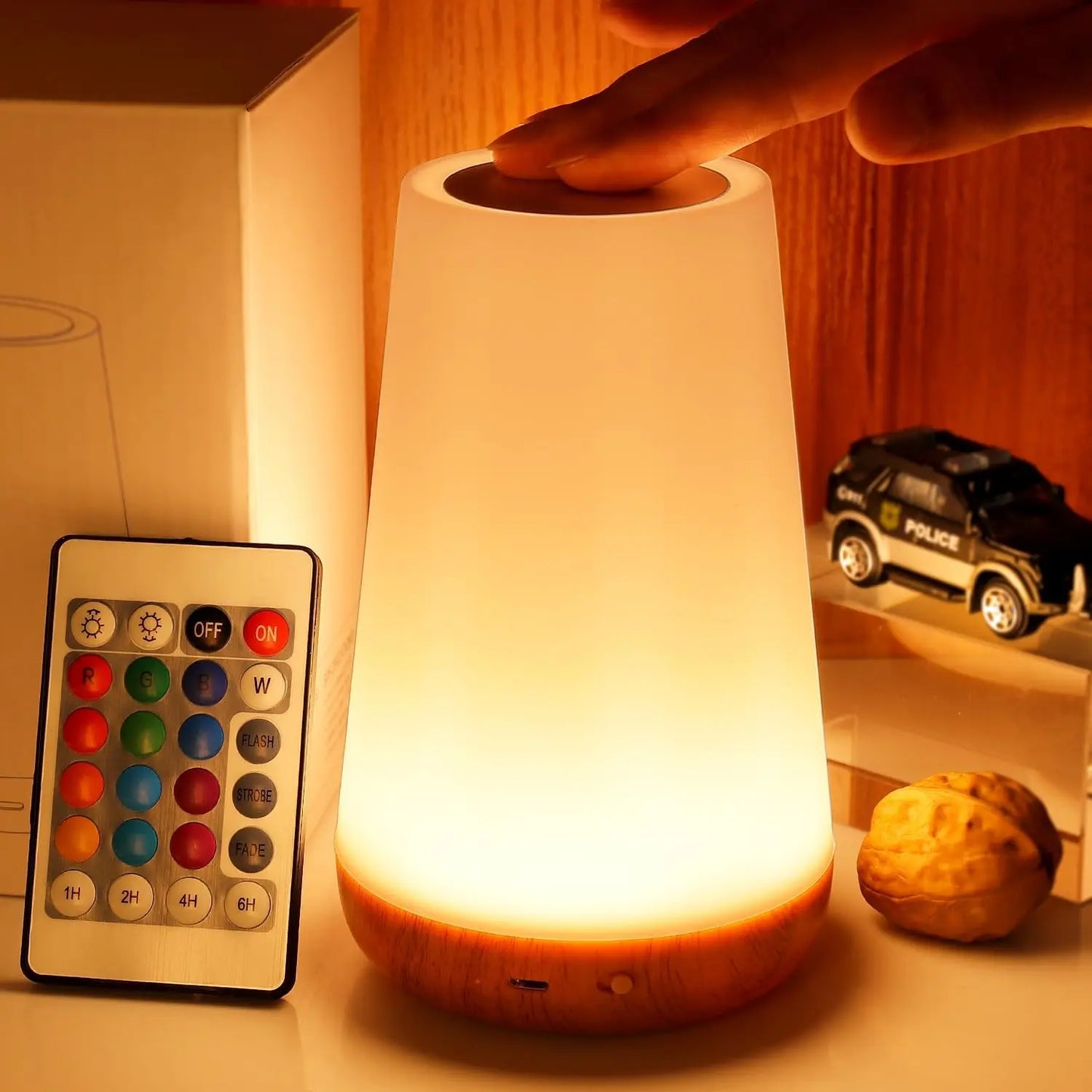 RGB Night Light Touch & Remote Control 13 Colour Dimmable Rechargeable Lamp