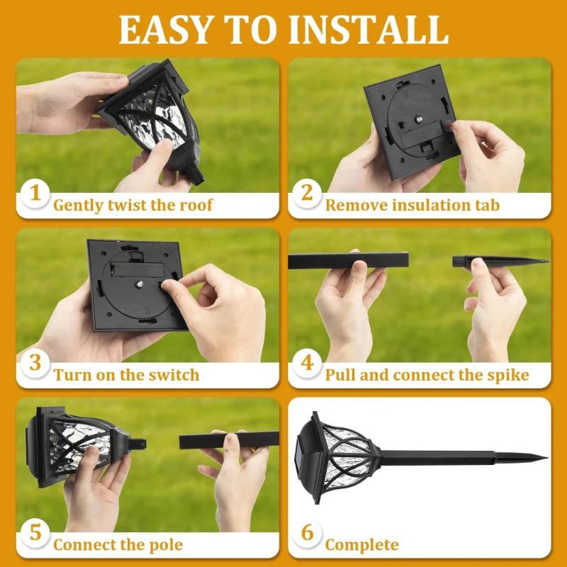 Solar Garden Lights Outdoor Waterproof LED Pathway Lawn Lamp 2 Pack