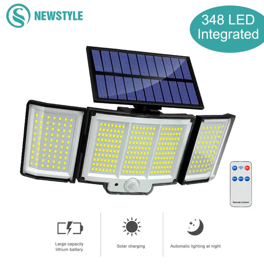 Solar Motion Sensor Light 328/348 LED Outdoor Waterproof IP65 Garden Wall