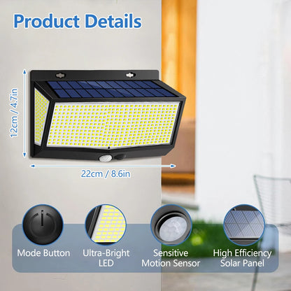 Solar Motion Sensor Light Outdoor 528/418/138 LED Waterproof Floodlight
