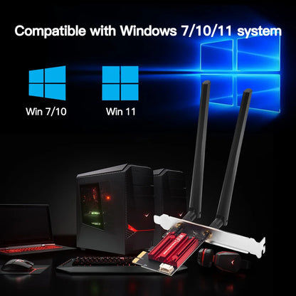 WiFi 5 PCI-E Wireless Adapter AC1200 Dual Band Bluetooth 4.0 Desktop Card