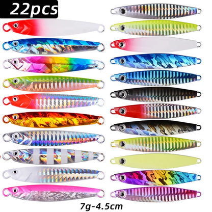 Metal Spoon Jigs Fishing Lures 22pc Set 10g-60g Saltwater Freshwater AU