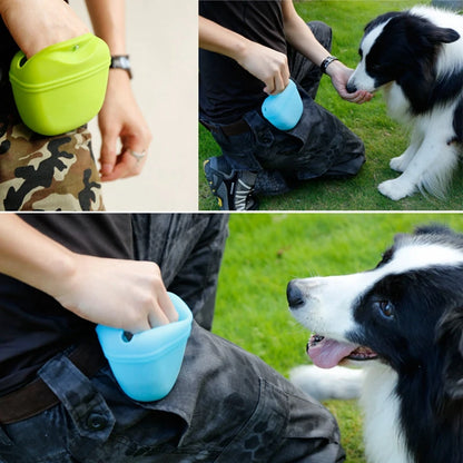 Silicone Dog Treat Pouch 12.5cm Magnetic Training Bag with Belt Clip