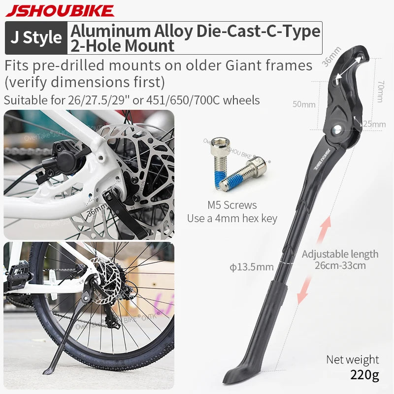 Adjustable Bicycle Kickstand Aluminium Alloy 18–29 Inch Wheels