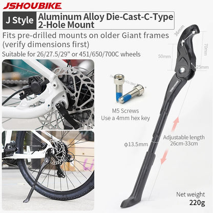 Adjustable Bicycle Kickstand Aluminium Alloy 18–29 Inch Wheels