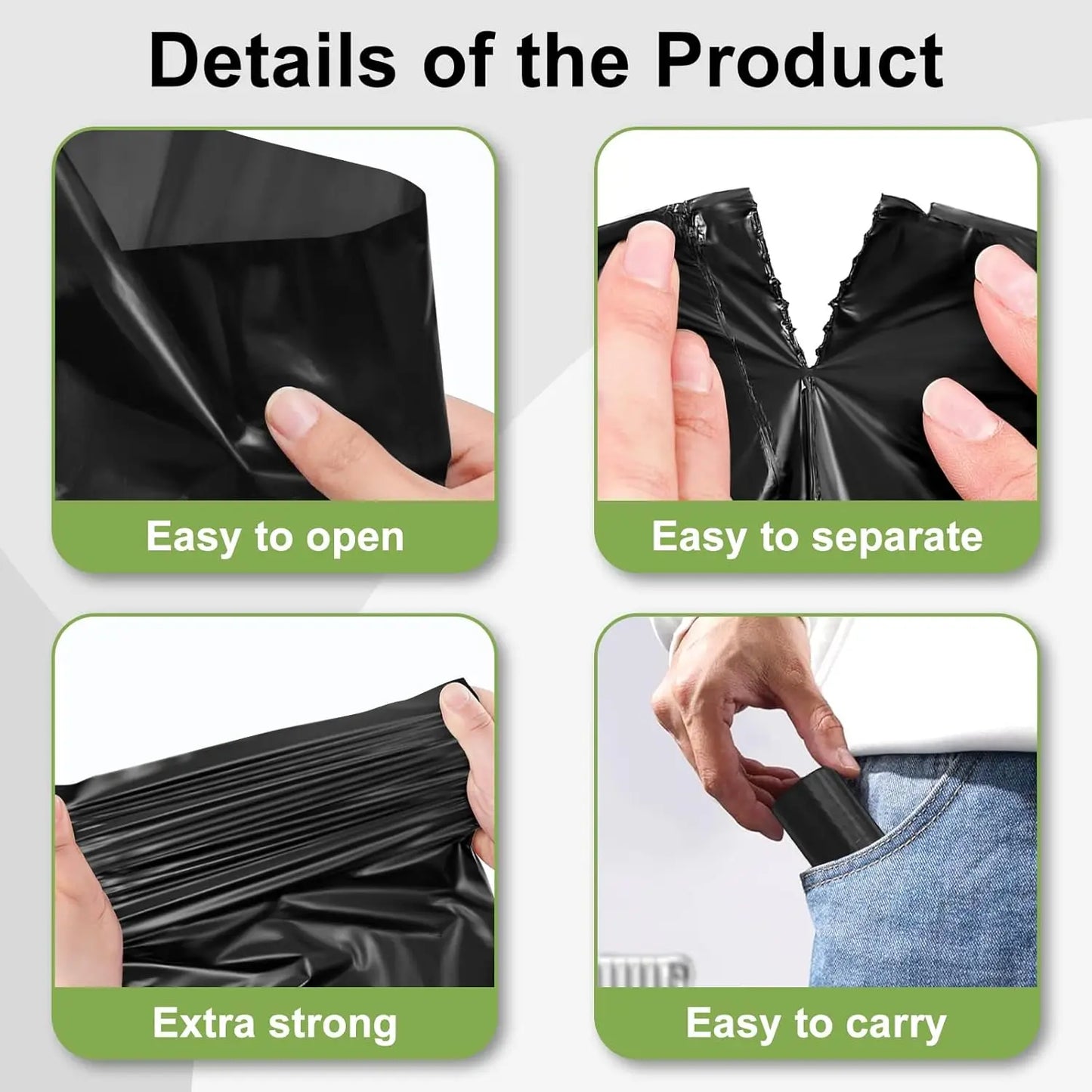 Dog Poop Bags with Dispenser – Leak-Proof Portable Pet Waste Bags for Outdoor Walks
