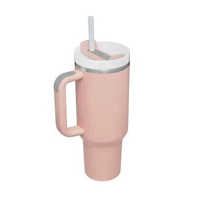 1.2L Insulated Tumbler with Handle & Straw - Stainless Steel Travel Mug