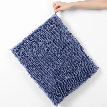 Chenille Bath Mat Rectangular Non-Slip Soft Absorbent Bathroom Rug