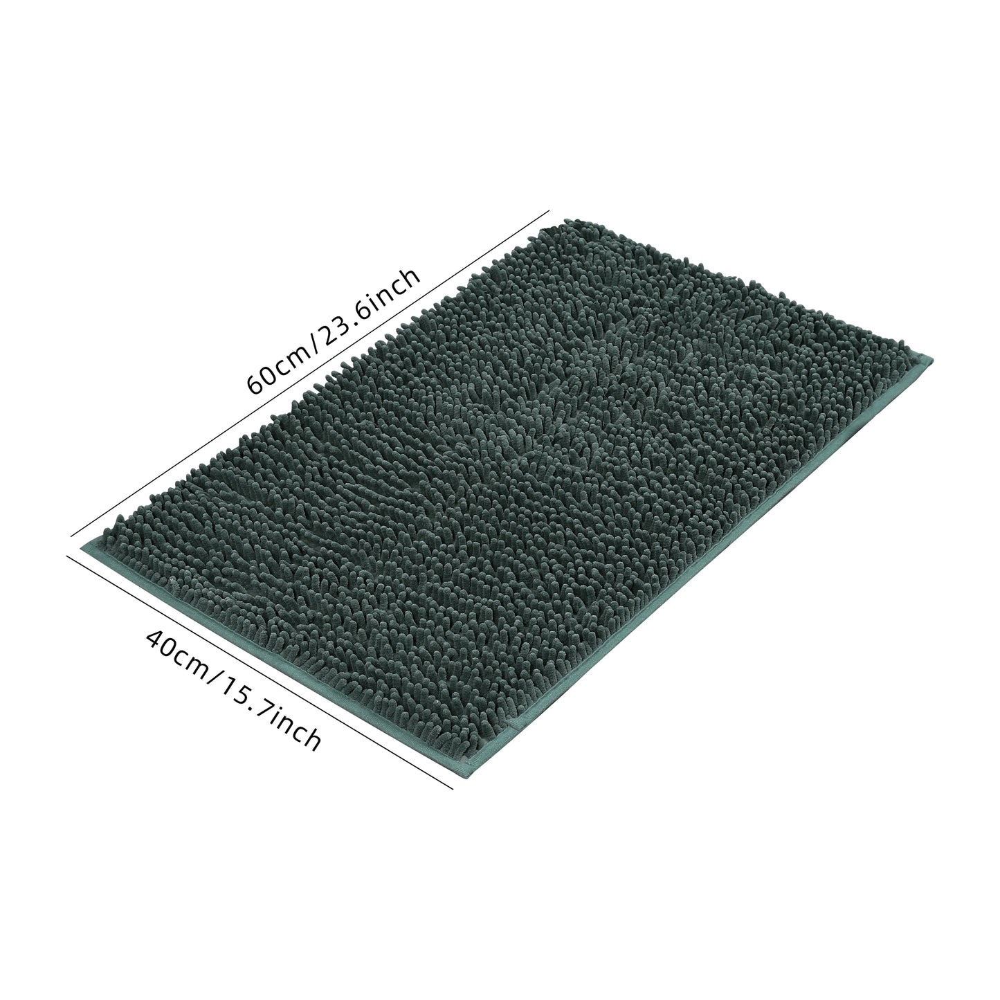 Chenille Bath Mat Rectangular Non-Slip Soft Absorbent Bathroom Rug