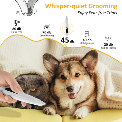 Pet Paw Trimmer LED Light Low Noise Cordless Dog Cat Hair Clipper Grooming