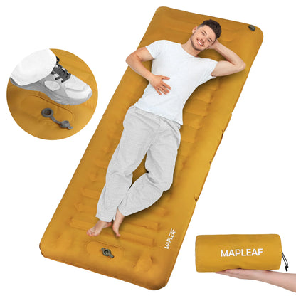 Self-Inflating Camping Mattress 12cm Thick 197x70cm Sleeping Pad with Built-In Pillow