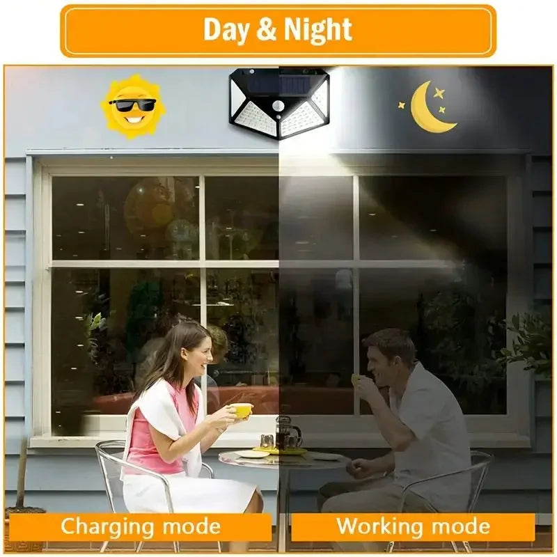 Solar Flood Light 100 LED Motion Sensor Outdoor Waterproof IP65 Garden