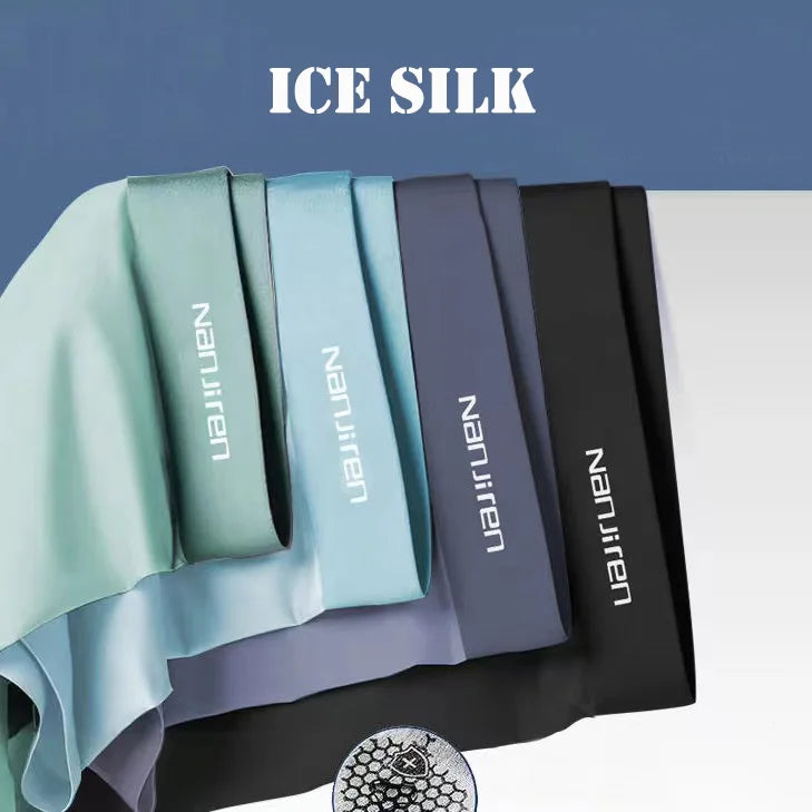 Men's Boxer Shorts 4 Pack Ice Silk Breathable Underwear L-6XL