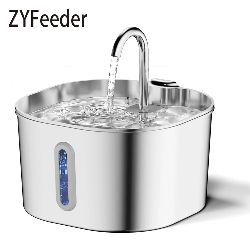 Automatic Cat Water Fountain 2.2L Stainless Steel Pet Drinking Dispenser