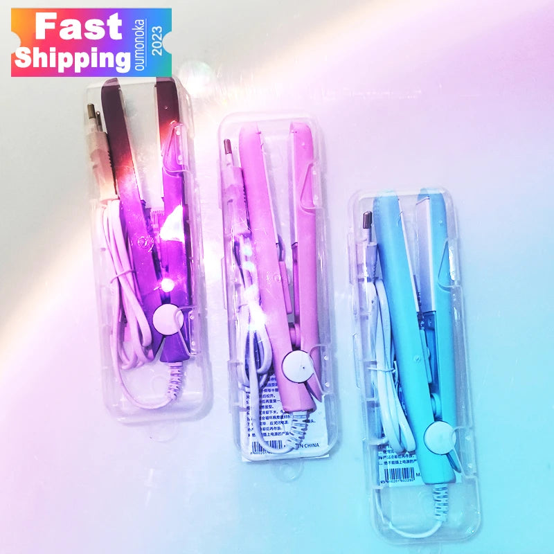 Mini Hair Straightener & Curler 3-in-1 Ceramic Styling Iron 200°C