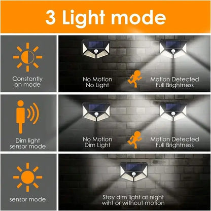 Solar Flood Light 100 LED Motion Sensor Outdoor Waterproof IP65 Garden