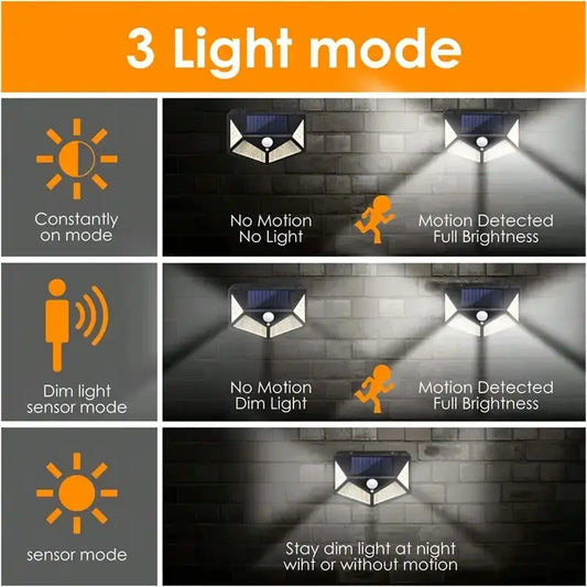 Solar Flood Light 100 LED Motion Sensor Outdoor Waterproof IP65 Garden