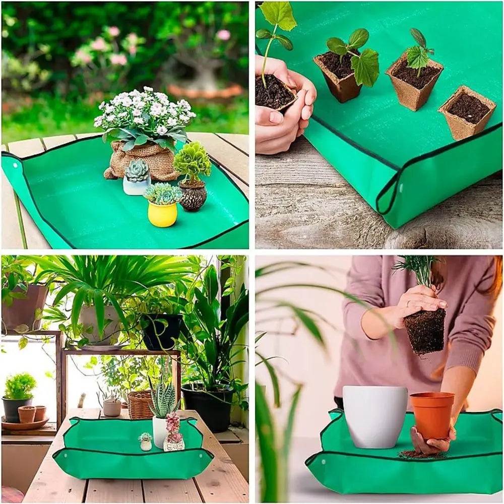 Gardening Mat Waterproof Foldable Transplant Pad Square PE Potting Tray
