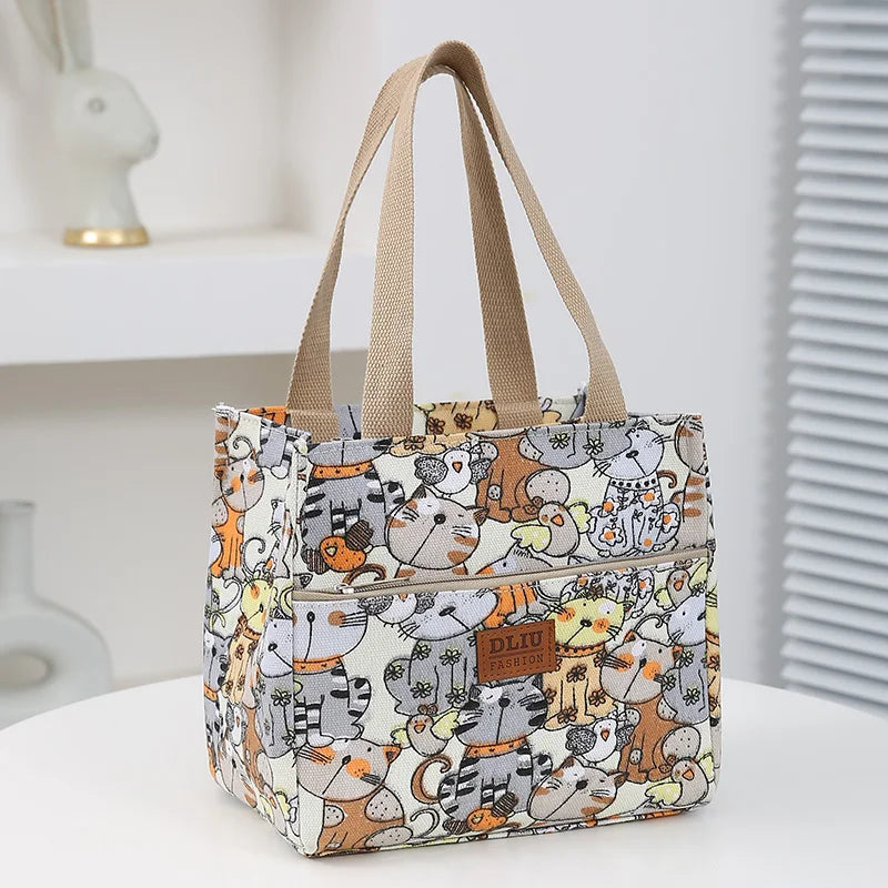 Insulated Lunch Bag Cartoon Print Large Capacity Thermal Cooler Picnic