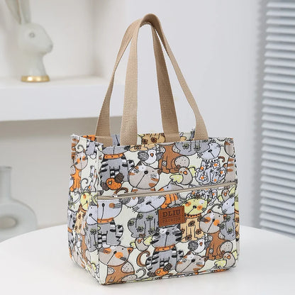 Insulated Lunch Bag Cartoon Print Large Capacity Thermal Cooler Picnic