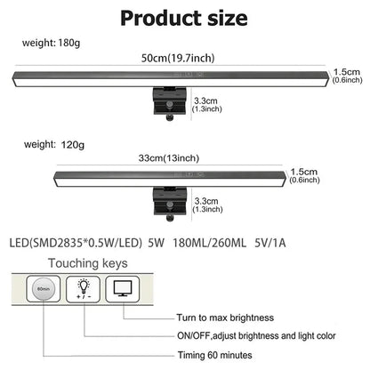Monitor Light Bar LED Desk Lamp USB Powered Screen Reading Work Eye Care