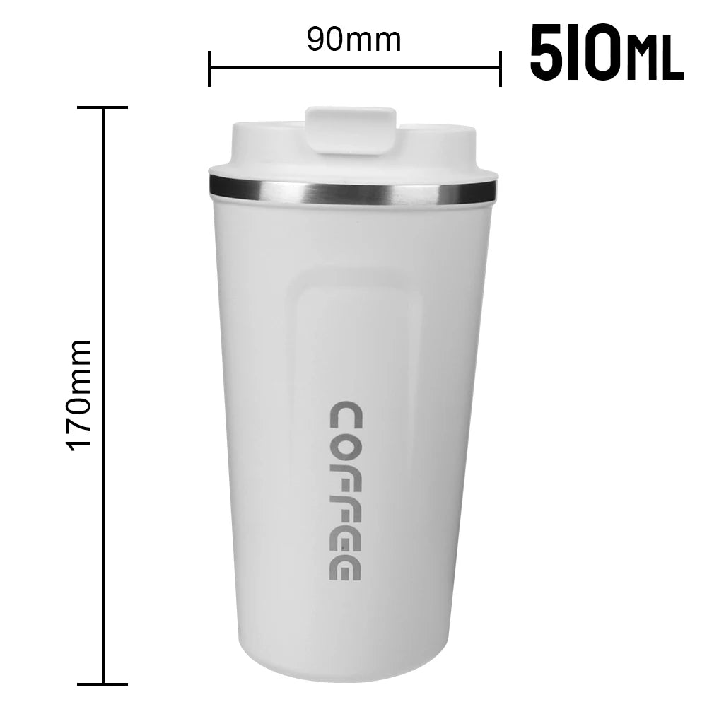 Stainless Steel Insulated Travel Mug 380ml 510ml Leak-Proof Thermos Cup