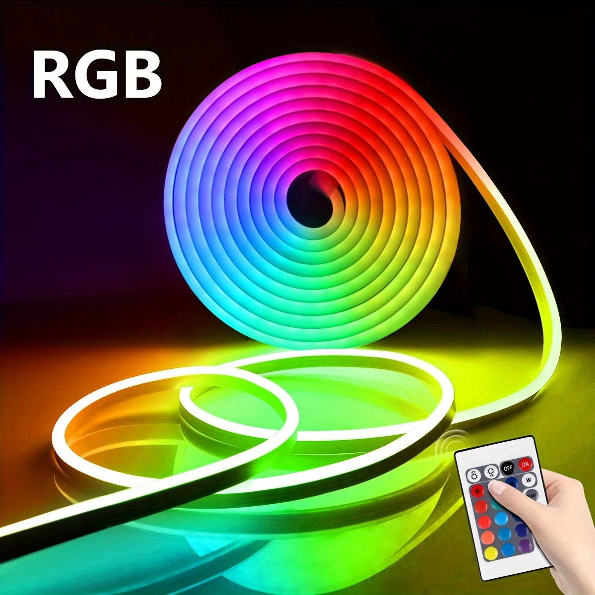 LED Neon Strip Lights 5V USB Powered Music Sync 24-Key Remote Waterproof