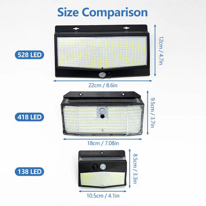 Solar Motion Sensor Light Outdoor 528/418/138 LED Waterproof Floodlight