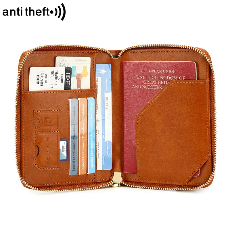 RFID Blocking Passport Holder Travel Wallet Organiser Document Bag Zipper
