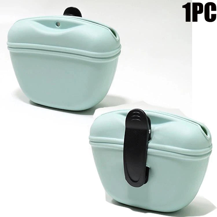 Silicone Dog Treat Pouch 12.5cm Magnetic Training Bag with Belt Clip